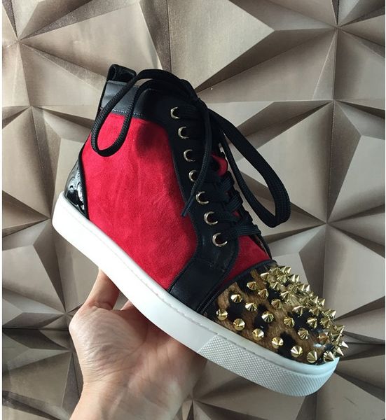 new mens womens red suede leather patchwork highred bo ttom sneakers,brand design golden spikes toe casual shoes 36-46drop shipping, Red;white
new mens womens red suede leather patchwork highred bo ttom sneakers,brand design golden spikes toe casual shoes 36-46drop shipping, Red;white
