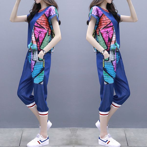 two-piece geometric summer clothing of women's double and femme joint pants xwp1, White
two-piece geometric summer clothing of women's double and femme joint pants xwp1, White