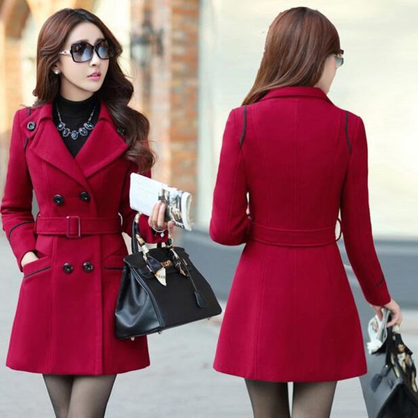 autumn winter women's slim double-breasted woolen coat fashion lapel long trench overcoats plus size 3xl, Black
autumn winter women's slim double-breasted woolen coat fashion lapel long trench overcoats plus size 3xl, Black