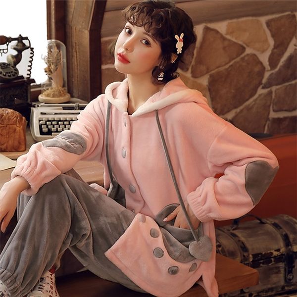 july's song winter new flannel sleepwear women 2 pieces pajama sets thick warm pajamas comfort girl cute long sleeves homewear 201027, Black;red
july's song winter new flannel sleepwear women 2 pieces pajama sets thick warm pajamas comfort girl cute long sleeves homewear 201027, Black;red