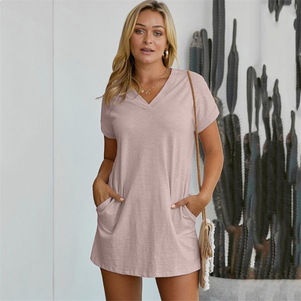 2021 new summer new style low-sleeve, short-sleeved pullover, solid-colored shirt at height of the knee, dressed a woman." tist, Black;gray
2021 new summer new style low-sleeve, short-sleeved pullover, solid-colored shirt at height of the knee, dressed a woman." tist, Black;gray