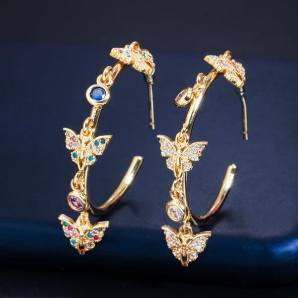hoop & huggie cwwzircons circle round shape gold color dangling drop cz charms cute butterfly earrings for women fashion jewelry cz825, Golden;silver
hoop & huggie cwwzircons circle round shape gold color dangling drop cz charms cute butterfly earrings for women fashion jewelry cz825, Golden;silver