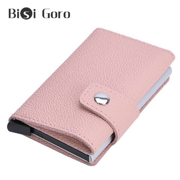bisi goro genuine leather thin card holder pocket fashion women metal purse 2020 mini money bag smart wallet id case, Red;black 
bisi goro genuine leather thin card holder pocket fashion women metal purse 2020 mini money bag smart wallet id case, Red;black