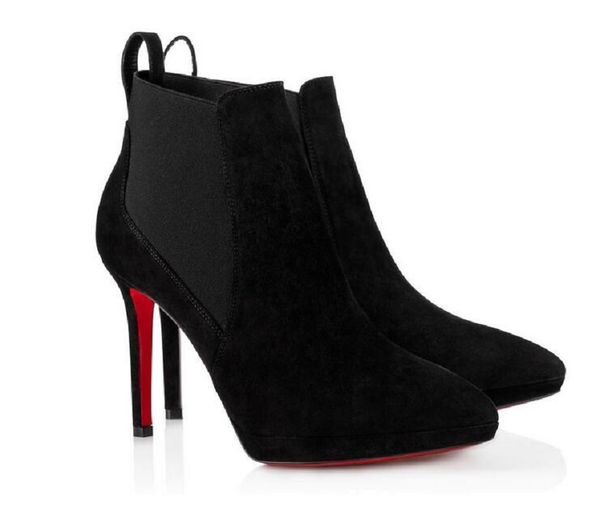 perfect quality shoes luxury paris womens red bottom boot ankle shoes sokate booty 100mm fashion women suede leather high heels, Black
perfect quality shoes luxury paris womens red bottom boot ankle shoes sokate booty 100mm fashion women suede leather high heels, Black