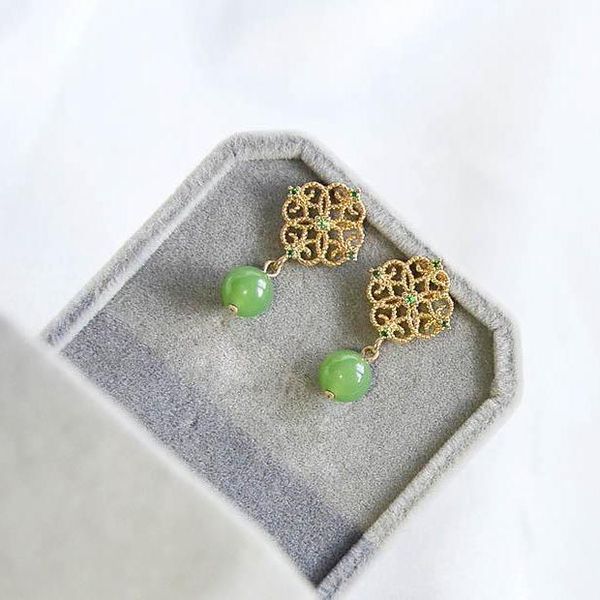 original design natural hetian white jade carved hollow earrings chinese style retro unique gold craft women's christmas gift, Silver
original design natural hetian white jade carved hollow earrings chinese style retro unique gold craft women's christmas gift, Silver