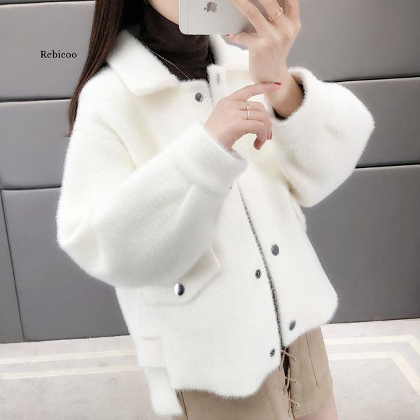 women thick warm new faux mink cashmere cardigan elegant solid sweater cardigan lantern sleeve knitted sweaters coat outwear, White
women thick warm new faux mink cashmere cardigan elegant solid sweater cardigan lantern sleeve knitted sweaters coat outwear, White
