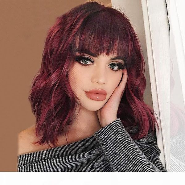 14inches natural wave wig red wig with bangs synthetic short wigs for women heat resistant fiber hair, Black
14inches natural wave wig red wig with bangs synthetic short wigs for women heat resistant fiber hair, Black