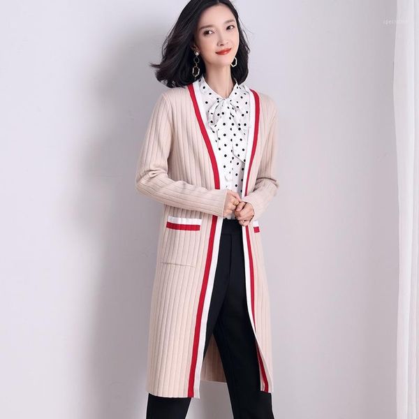 women spring new striped patchwork woolen cardigan long slim knitted trench coat casual black beige sweater coats pocket outwear1, Tan;black
women spring new striped patchwork woolen cardigan long slim knitted trench coat casual black beige sweater coats pocket outwear1, Tan;black