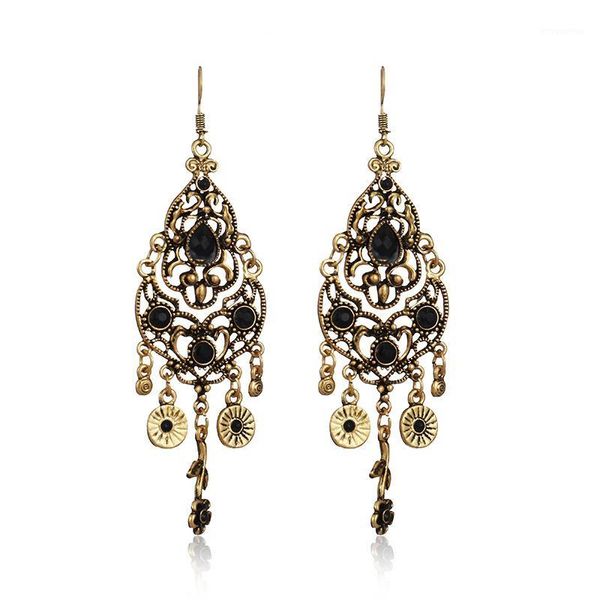 2020 women's vintage black stone flower dangle earrings ethnic baroque bollywood oxidized carved tassel earrings1, Silver
2020 women's vintage black stone flower dangle earrings ethnic baroque bollywood oxidized carved tassel earrings1, Silver