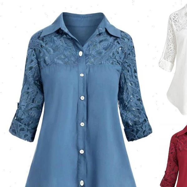 women blouses women ladies large size button lace turn down collar long sleeve shirt blous drop shipping, White
women blouses women ladies large size button lace turn down collar long sleeve shirt blous drop shipping, White