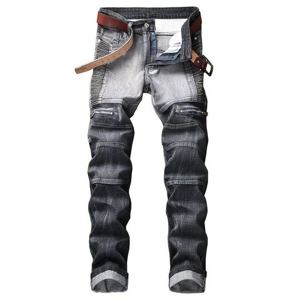men's jeans stretch casual pants men fashions patchwork pleated straight luxury trousers slim fit plus size, Blue
men's jeans stretch casual pants men fashions patchwork pleated straight luxury trousers slim fit plus size, Blue