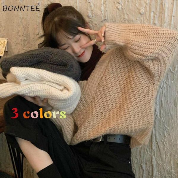 pullovers women elegant simple solid femme sweaters spring ulzzang casual soft v-neck loose preppy girls jumper outerwear kg-161, White;black
pullovers women elegant simple solid femme sweaters spring ulzzang casual soft v-neck loose preppy girls jumper outerwear kg-161, White;black