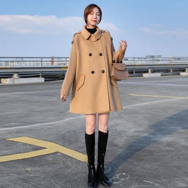 women's wool & blends cloak mid-length winter hepburn style loose thick high-end stitching woolen coat female warm jacket, Black
women's wool & blends cloak mid-length winter hepburn style loose thick high-end stitching woolen coat female warm jacket, Black