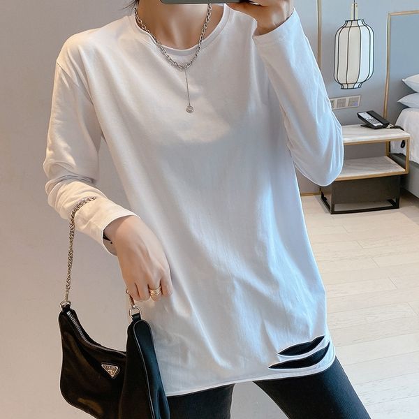 lwxiv t-shirt long sleeve bottoming for women's loose coat perforated coat sleeve perforated bottoming for women's loose long t-sh, White
lwxiv t-shirt long sleeve bottoming for women's loose coat perforated coat sleeve perforated bottoming for women's loose long t-sh, White