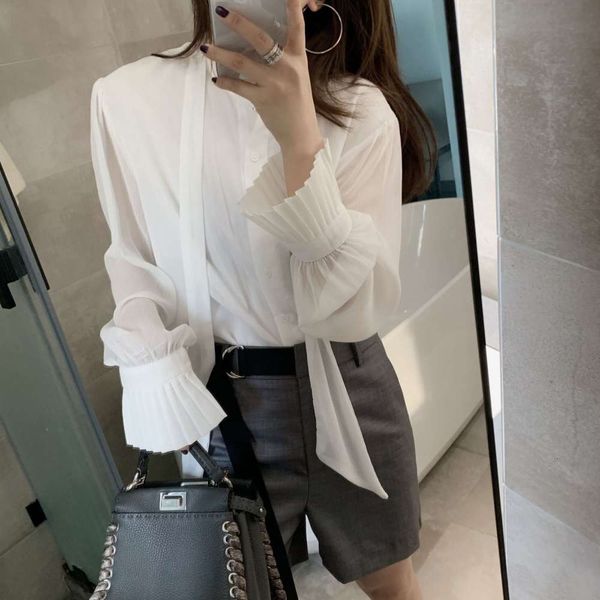 t4327 women's early autumn 2020 pleated dign white long sleeve feminine ribbon versatile shirt
t4327 women's early autumn 2020 pleated dign white long sleeve feminine ribbon versatile shirt