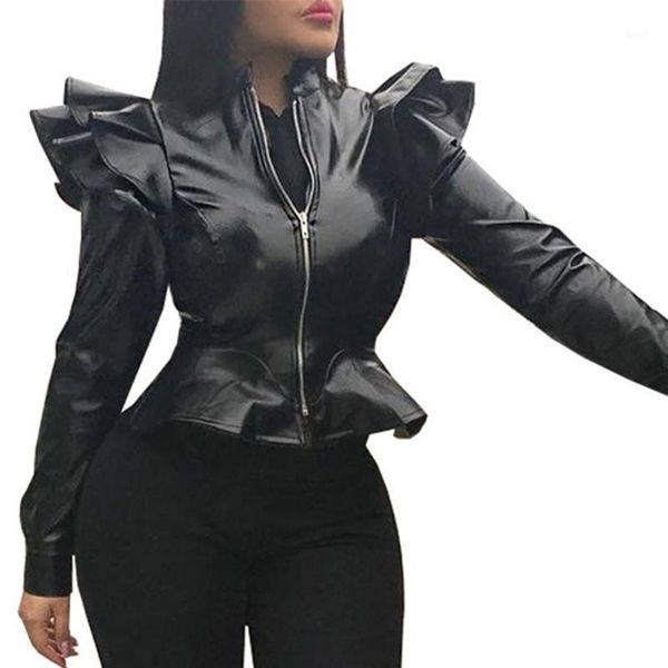 solid colour faux leather coats women spring zipper jackets slim fit jacket streetwear 2021 fashion ruffles outerwear d301, Black
solid colour faux leather coats women spring zipper jackets slim fit jacket streetwear 2021 fashion ruffles outerwear d301, Black