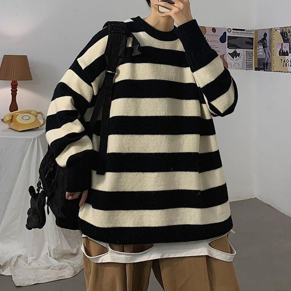 2020 winter men's loose stripe printing pullover round neck coats long sleeves cashmere sweaters casual 8-color wool knitting, White;black
2020 winter men's loose stripe printing pullover round neck coats long sleeves cashmere sweaters casual 8-color wool knitting, White;black