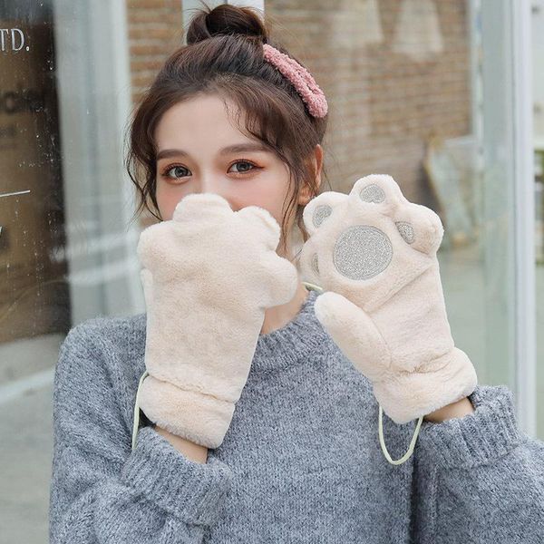 five fingers gloves soft velvet thickening bear mittens full finger fluffy cat plush cute cartoon claw 1 pairs, Blue;gray
five fingers gloves soft velvet thickening bear mittens full finger fluffy cat plush cute cartoon claw 1 pairs, Blue;gray