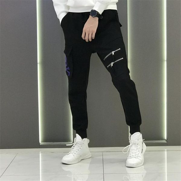 men's pants high-quality fashion big skull drilling overalls cool running fitness slim sweatpants, Black
men's pants high-quality fashion big skull drilling overalls cool running fitness slim sweatpants, Black