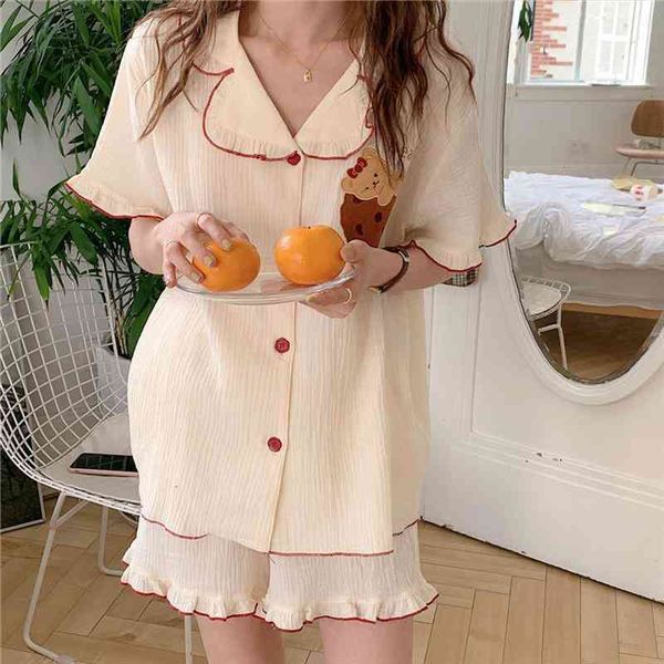 100% cotton pajamas set cartoon turn down collar cardigans shorts 2 piece set sleepwear home suit summer homewear clothes y619, Black;red
100% cotton pajamas set cartoon turn down collar cardigans shorts 2 piece set sleepwear home suit summer homewear clothes y619, Black;red