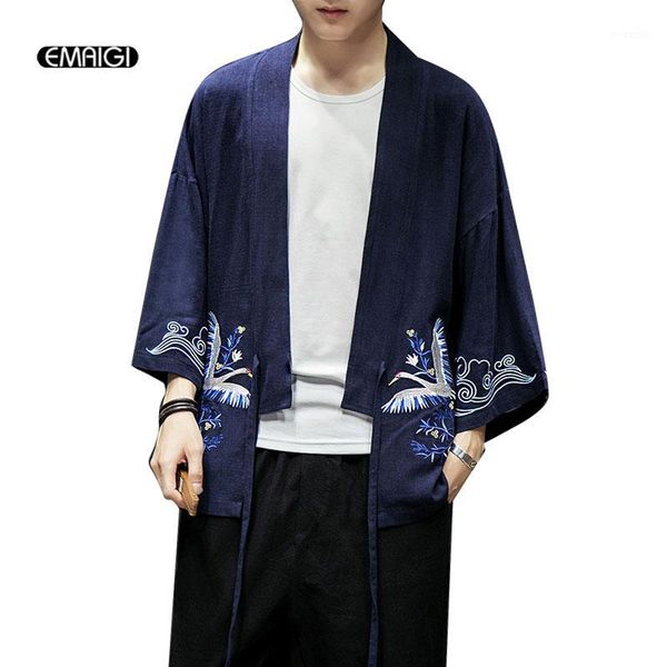 men summer cotton linen embroidery jacket cardigan male fashion casual loose kimono shirt coat1, Black;brown
men summer cotton linen embroidery jacket cardigan male fashion casual loose kimono shirt coat1, Black;brown