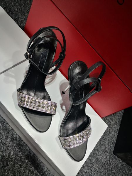 women's sandals with water drill and open toe and slim high heels, leather leather soles and catwalk women's shoes, Black
women's sandals with water drill and open toe and slim high heels, leather leather soles and catwalk women's shoes, Black