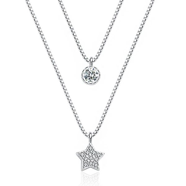 silver star zirconia pendant double layer chain necklace silver color chain necklace fashion party jewelry gifts for women girls
silver star zirconia pendant double layer chain necklace silver color chain necklace fashion party jewelry gifts for women girls