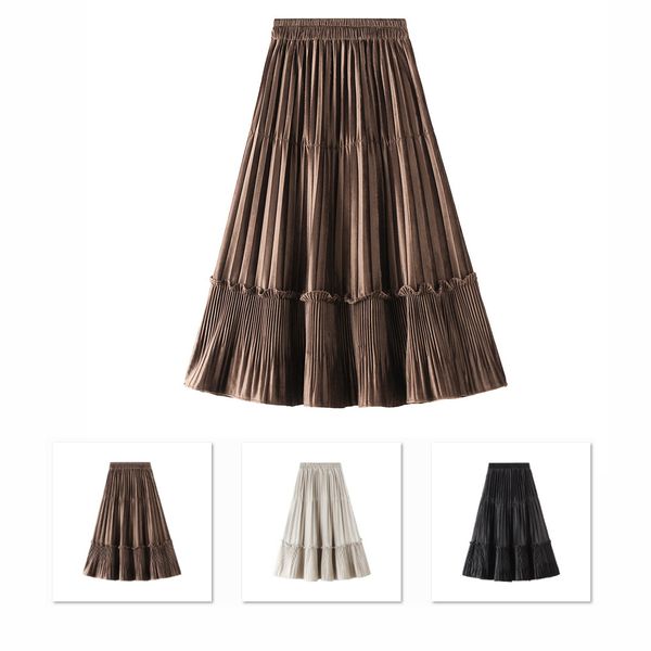 spring autumn new tide fashion female student woman winter the arts vintage pleuche midi splice skirts girl pleated skirt y1214, Black
spring autumn new tide fashion female student woman winter the arts vintage pleuche midi splice skirts girl pleated skirt y1214, Black