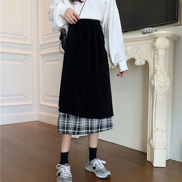 spring black plaid patchwork women elegant vintage high waist skirts casual streetwear korean style skirt 2021 new 1yh6, Black;gray
spring black plaid patchwork women elegant vintage high waist skirts casual streetwear korean style skirt 2021 new 1yh6, Black;gray