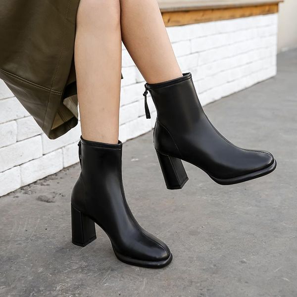 concise back zipper women boots genuine leather square toe thick high heels ankle boots woman wedding office lady shoes woman, Black
concise back zipper women boots genuine leather square toe thick high heels ankle boots woman wedding office lady shoes woman, Black