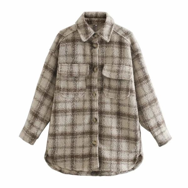 women's blouses & shirts zxqj vintage women soft tweed 2021 autumn ladies oversize plaid streetwear winter girls loose outwear chic, White
women's blouses & shirts zxqj vintage women soft tweed 2021 autumn ladies oversize plaid streetwear winter girls loose outwear chic, White