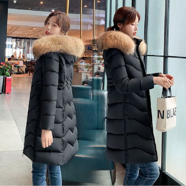 2021 new winter fashion woman medium length thin-fitting clothing with fur collar big female cotton jacket down eul5, Black
2021 new winter fashion woman medium length thin-fitting clothing with fur collar big female cotton jacket down eul5, Black