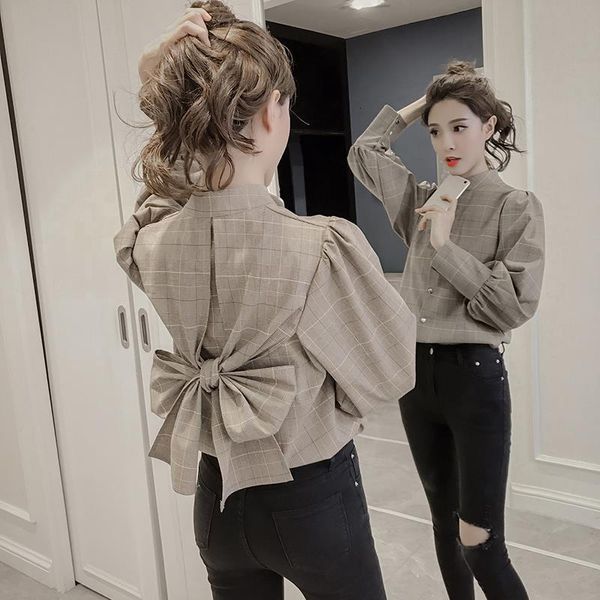 mumuzi elegant womens plaid and blouses women back bow tie blouses grey stand collar long sleeve regular fit blouse, White
mumuzi elegant womens plaid and blouses women back bow tie blouses grey stand collar long sleeve regular fit blouse, White