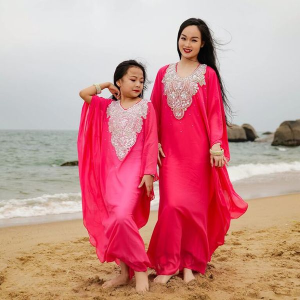 mommy and me dance costume women girls loose fit full length long dancewear round neck beaded belly dance robe stage show outfit, Black;red
mommy and me dance costume women girls loose fit full length long dancewear round neck beaded belly dance robe stage show outfit, Black;red