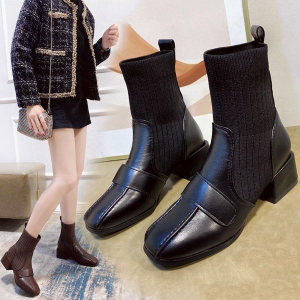 size 35-40 2020 new ankle women's boots autumn pu leather square toes comfort shoes woman high heels ladies fashion solid boot, Black
size 35-40 2020 new ankle women's boots autumn pu leather square toes comfort shoes woman high heels ladies fashion solid boot, Black