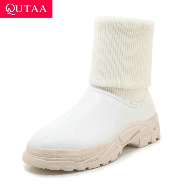 boots qutaa 2021 knitting pu leather round toe slip on women shoes autumn winter square middle heel casual ankle big size 34-431, Black
boots qutaa 2021 knitting pu leather round toe slip on women shoes autumn winter square middle heel casual ankle big size 34-431, Black