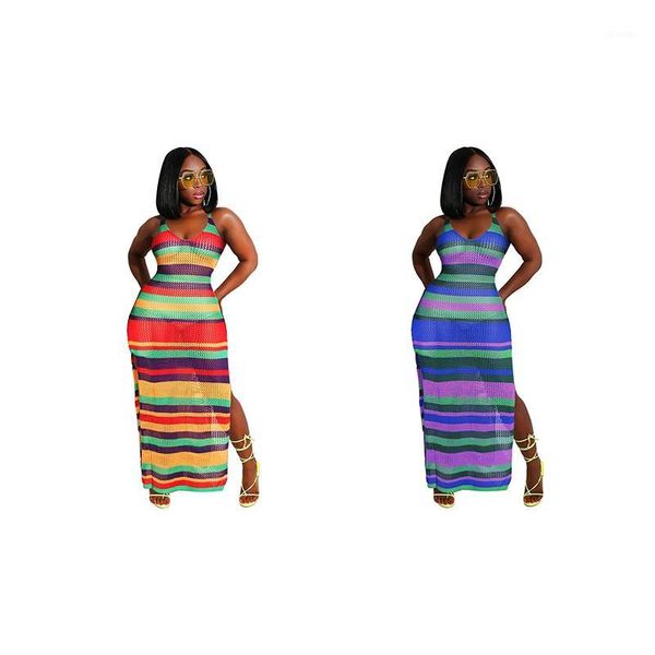 sleeveless high slit maxi dresses for women summer rainbow stripe hollow out knitted crochet beach dress1, Black;gray
sleeveless high slit maxi dresses for women summer rainbow stripe hollow out knitted crochet beach dress1, Black;gray