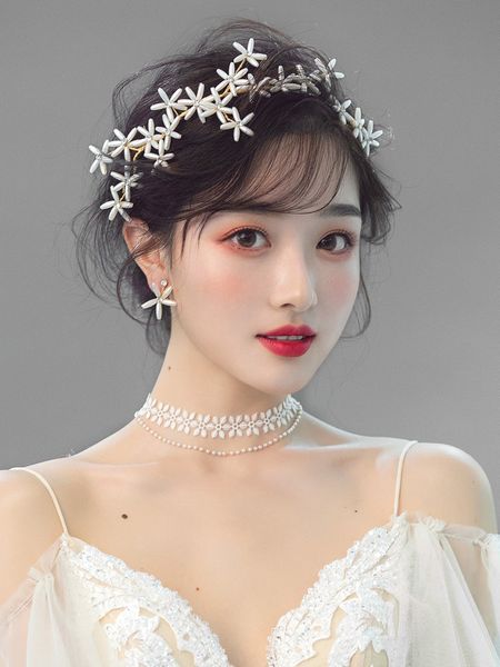 water dance b1935 bridal headdress korean xianmei pearl headband flower crown earring set wedding dress hair ornament, Silver
water dance b1935 bridal headdress korean xianmei pearl headband flower crown earring set wedding dress hair ornament, Silver