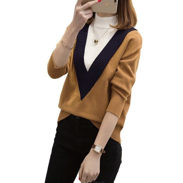 two false jungle seating korean shirt 2020 autumn and winter women half goal high v word of loose fashion uuma, White;black
two false jungle seating korean shirt 2020 autumn and winter women half goal high v word of loose fashion uuma, White;black