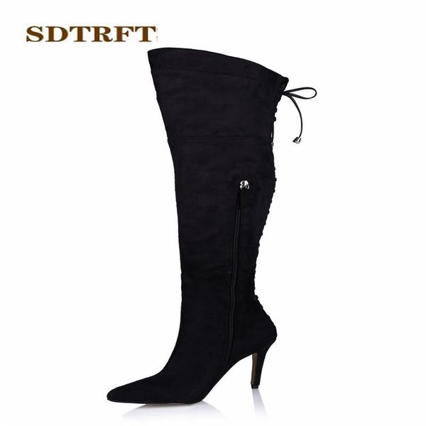 sdtrft spring autumn cosplay stilettos 10cm thin heels over the knee boots cross strap shoes woman botas pointed toe pumps, Black
sdtrft spring autumn cosplay stilettos 10cm thin heels over the knee boots cross strap shoes woman botas pointed toe pumps, Black