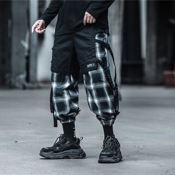 not vulgardark functional style multi pocket plaid stitching hip hop casual leggings overalls overalls man nwsip, Blue
not vulgardark functional style multi pocket plaid stitching hip hop casual leggings overalls overalls man nwsip, Blue