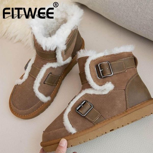 fitwee women snow boots real leather warm plush fur winter shoes woman ankle boots fashion platform short boot size 34-40, Black
fitwee women snow boots real leather warm plush fur winter shoes woman ankle boots fashion platform short boot size 34-40, Black