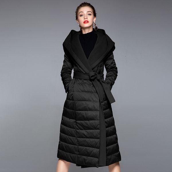 2021 new winter white duck down parka hooded women thick warm parkas long coat with belt outwear feminino i5fs, Black
2021 new winter white duck down parka hooded women thick warm parkas long coat with belt outwear feminino i5fs, Black