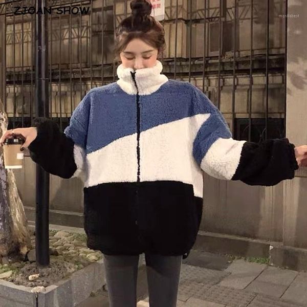 2020 winter stand collar contrast striped hairy shaggy faux fur jacket long sleeve women loose zipper coat stay warm sweatshirt1, Black
2020 winter stand collar contrast striped hairy shaggy faux fur jacket long sleeve women loose zipper coat stay warm sweatshirt1, Black