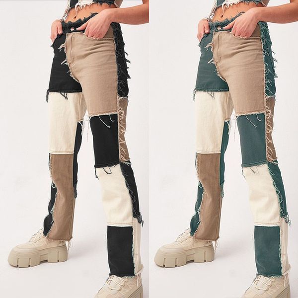 women jeans patchwork skinny straight leg jeans woman high waist with pockets color block ladies jeans trousers denim pants, Blue
women jeans patchwork skinny straight leg jeans woman high waist with pockets color block ladies jeans trousers denim pants, Blue