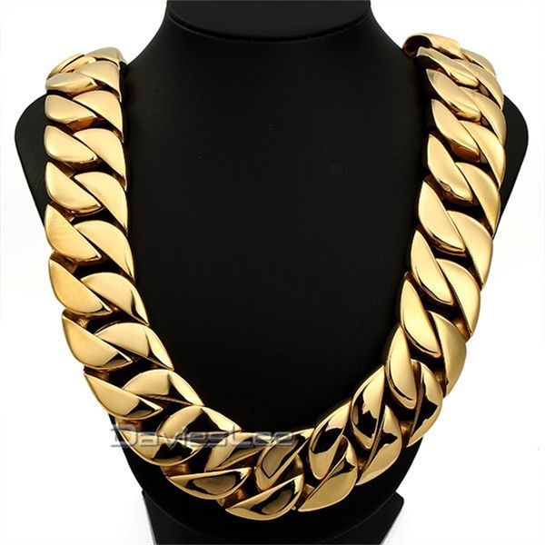30mm super heavy thick mens chain round curb gold tone 316l stainless steel necklace 18-36inch fashion gift dlhn29 201013, Silver
30mm super heavy thick mens chain round curb gold tone 316l stainless steel necklace 18-36inch fashion gift dlhn29 201013, Silver
