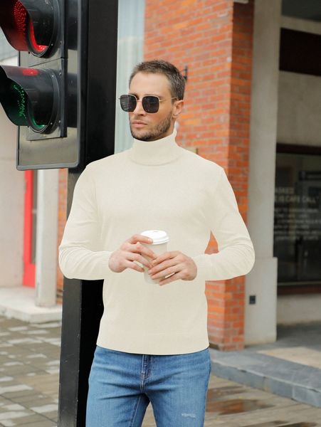 men solid turtleneck sweater 18lf#, White;black
men solid turtleneck sweater 18lf#, White;black