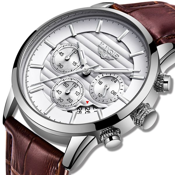 lige 2020 new watch men fashion sport quartz clock mens watches leather business waterproof watch relogio masculino, Slivery;brown
lige 2020 new watch men fashion sport quartz clock mens watches leather business waterproof watch relogio masculino, Slivery;brown