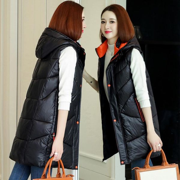 new down cotton vest women's autumn winter 2020 mid-length padded jacket waistcoat female slim warm jacket zipper hooded q379, Black;white
new down cotton vest women's autumn winter 2020 mid-length padded jacket waistcoat female slim warm jacket zipper hooded q379, Black;white