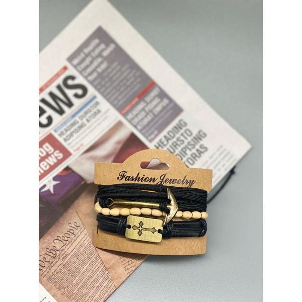 junwei men's anchor leather bracelet black beads woven handmade bracelet three-piece set junw qylrom
junwei men's anchor leather bracelet black beads woven handmade bracelet three-piece set junw qylrom